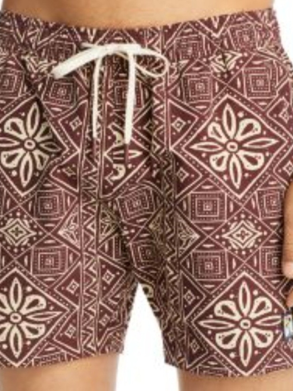 Men's Brown Geo Print Swim Trunks